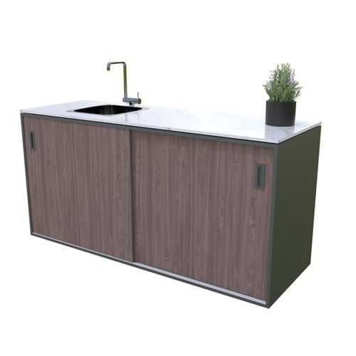 MS Viscom Large Outdoor Kitchen Module with Sink 180cm in Walnut
