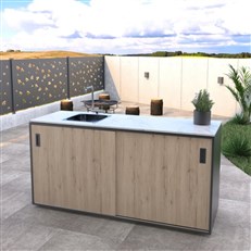 MS Viscom Outdoor Kitchen Module Element with Sink 180cm in OAK