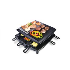 Steba RC-4-PLUS Premium Quality Electric Raclette for 6 people – Black Non-stick Coated Grill Plate, Cut & Scratch-Resistant Stone Plate, Made in Germany | Cooking Equipment