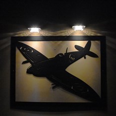 WW2 Spitfire Garden Wall Art and Solar Lighting Military Theme
