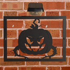 Pumkin Halloween Garden Wall Art Plaque and Solar Lighting