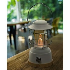 WildLand Moon Rock White 8W Portable Rechargeable LED Lantern with Real Flame Effect