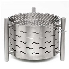 Silverado Outdoor Stainless Steel Fire Pit with BBQ Grill