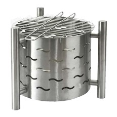 Silverado Outdoor Stainless Steel Fire Pit with BBQ Grill