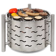 Silverado Outdoor Stainless Steel Fire Pit with BBQ Grill