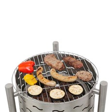 Silverado Outdoor Stainless Steel Fire Pit with BBQ Grill