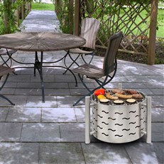 Silverado Outdoor Stainless Steel Fire Pit with BBQ Grill
