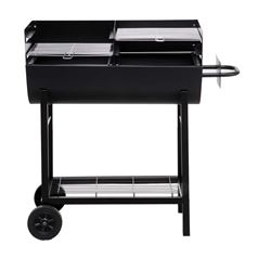 Large Detroit Barrel BBQ Grill with Trolley
