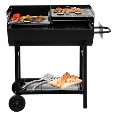 Large Detroit Barrel BBQ Grill with Trolley