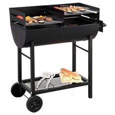 Large Detroit Barrel BBQ Grill with Trolley