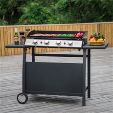 4 Burner Gas BBQ Plancha with Detachable Trolley