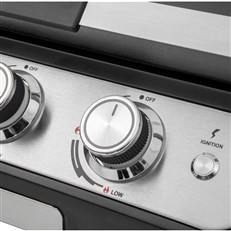 Modern 4 Burner Gas Plancha with Lid - Enameled Steel Griddle & LED Controls 10kw Power