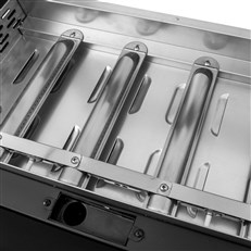 Modern 4 Burner Gas Plancha with Lid - Enameled Steel Griddle & LED Controls 10kw Power