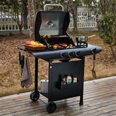 3 Burner Gas Grill BBQ with Cover, Lid and Side Burner