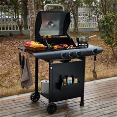 3 Burner Gas Grill BBQ with Cover, Lid and Side Burner