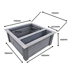 Raised Square Solar Garden Pond & Pump Kit with Planting Zone in Grey