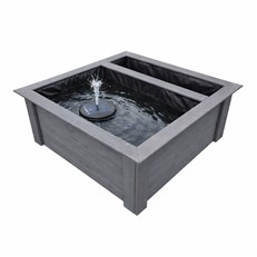 Raised Square Solar Garden Pond & Pump Kit with Planting Zone in Grey