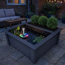 Raised Square Solar Garden Pond & Pump Kit with Planting Zone in Grey