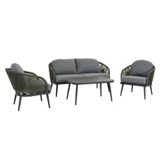 NAVA 4 Piece Garden Furniture Set - Aluminium Frame, includes Sofa, x2 Chairs and Table