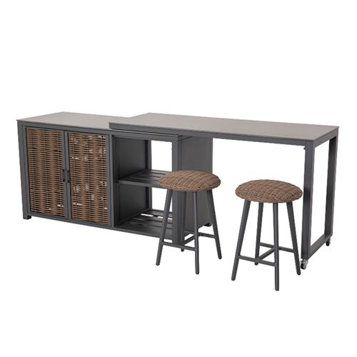 Outdoor Kitchen Table and Bar Stool Set