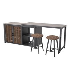 Outdoor Kitchen Table and Bar Stool Set