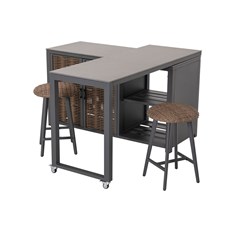 Outdoor Kitchen Table and Bar Stool Set