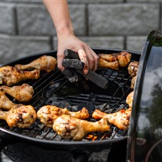 Charcoal reload door