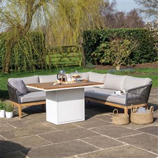 CosiLoft 120 Rectangular Relaxed Dining Table Fire Pit
