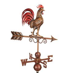 Bantam Red Rooster Copper Antique Bronze Finish Farmhouse Weathervane