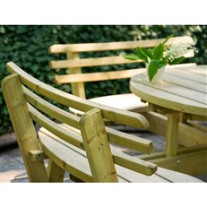 Heavy Duty Round Timber Garden Picnic Table with Backrests