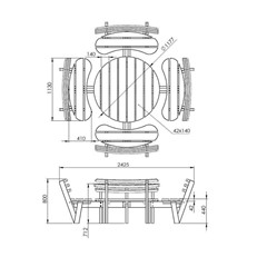 Heavy Duty Round Timber Garden Picnic Table with Backrests