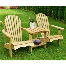 Double Adirondack Relax Wooden Chair with Table