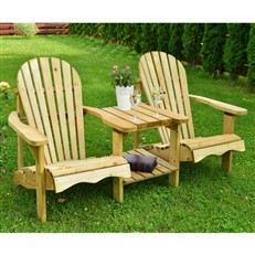 Double Adirondack Relax Wooden Chair with Table