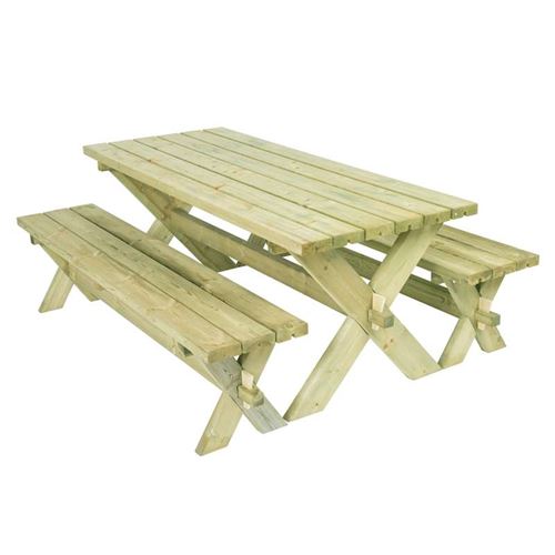 Heavy Duty Retro Wooden Garden Table and Bench set
