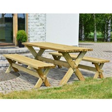 Heavy Duty Retro Wooden Garden Table and Bench set