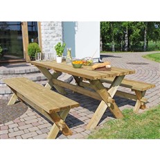 Heavy Duty Retro Wooden Garden Table and Bench set