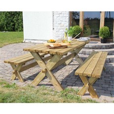 Heavy Duty Retro Wooden Garden Table and Bench set