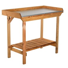 Gardener’s Tin Lined Potting Table with Storage Shelf
