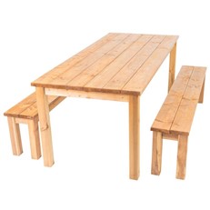 Cesis Wooden Garden Table and Bench Set 