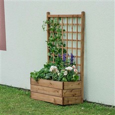 Wooden Flower Box With Trellis