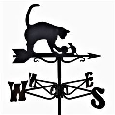 Cat and Mouse Black Mini Weathervane