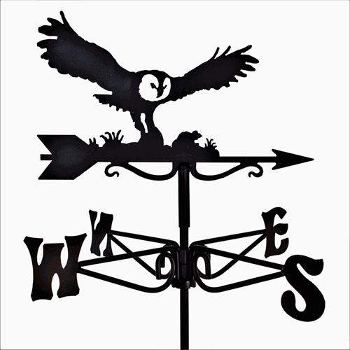 Owl and Mouse Black Mini Weathervane