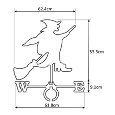 Large Black Steel Witch Weathervane