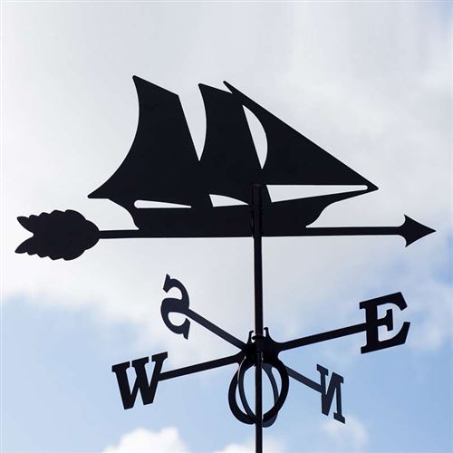 Large Black Steel Ship Weathervane