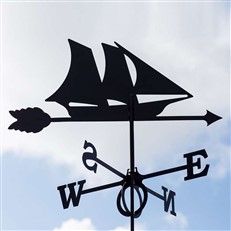 Large Black Steel Ship Weathervane