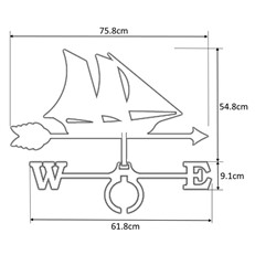 Large Black Steel Ship Weathervane