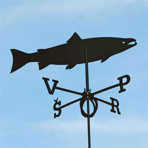 Large Black Steel Salmon Weathervane