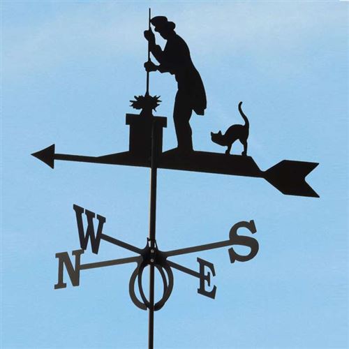 Large Black Steel Chimney Sweep Weathervane