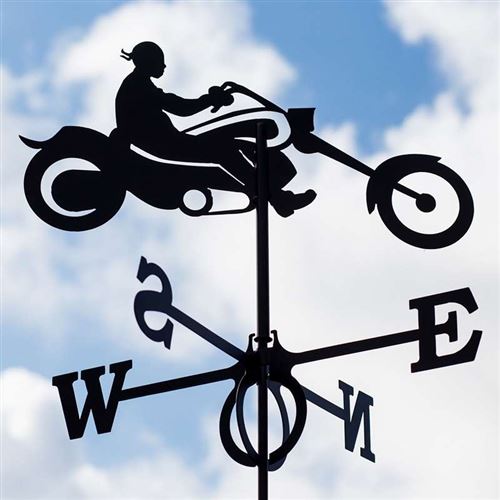 Large Black Steel Biker Weathervane