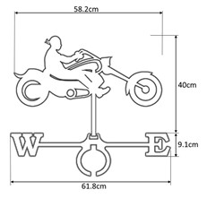Large Black Steel Biker Weathervane